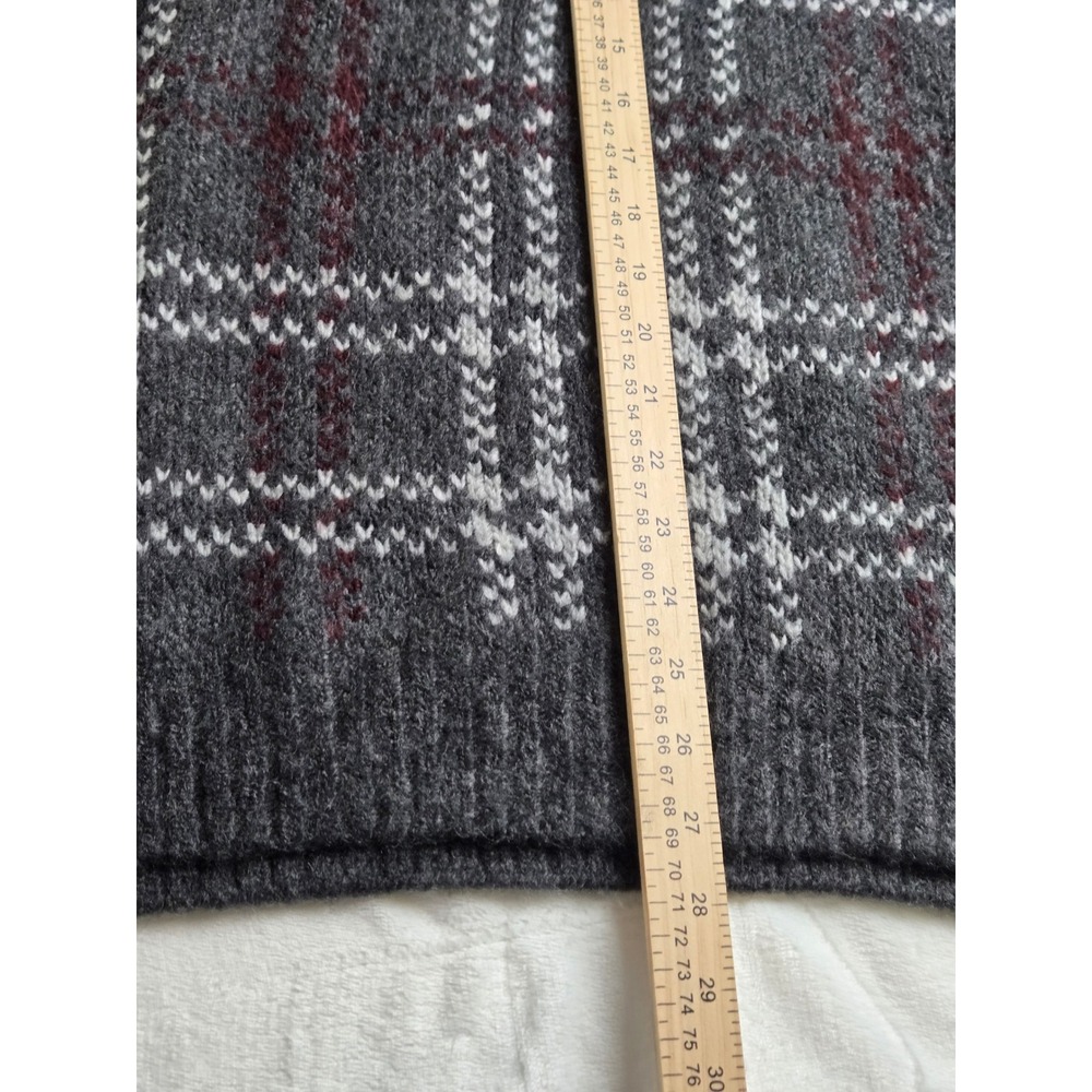 Abercrombie & Fitch Oversized Plaid Crewneck Sweater Charcoal Grey Mens Large - Picture 5 of 8